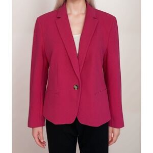 Ann Taylor Blazer Sz 10 Hot Pink Cotton Blend Feminine Office Work
